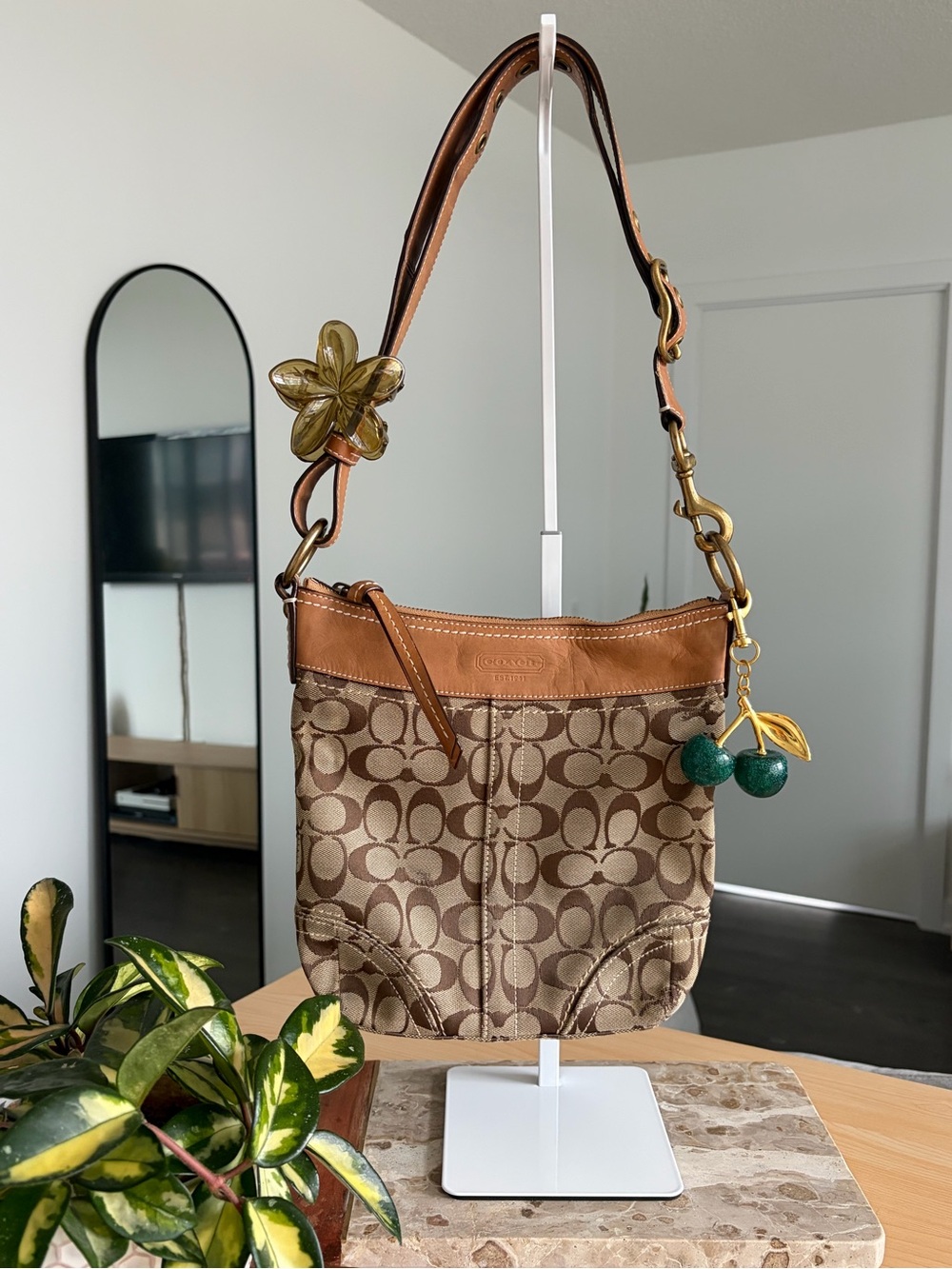 Coach Signature Canvas and Leather Crossbody Bag in Brown